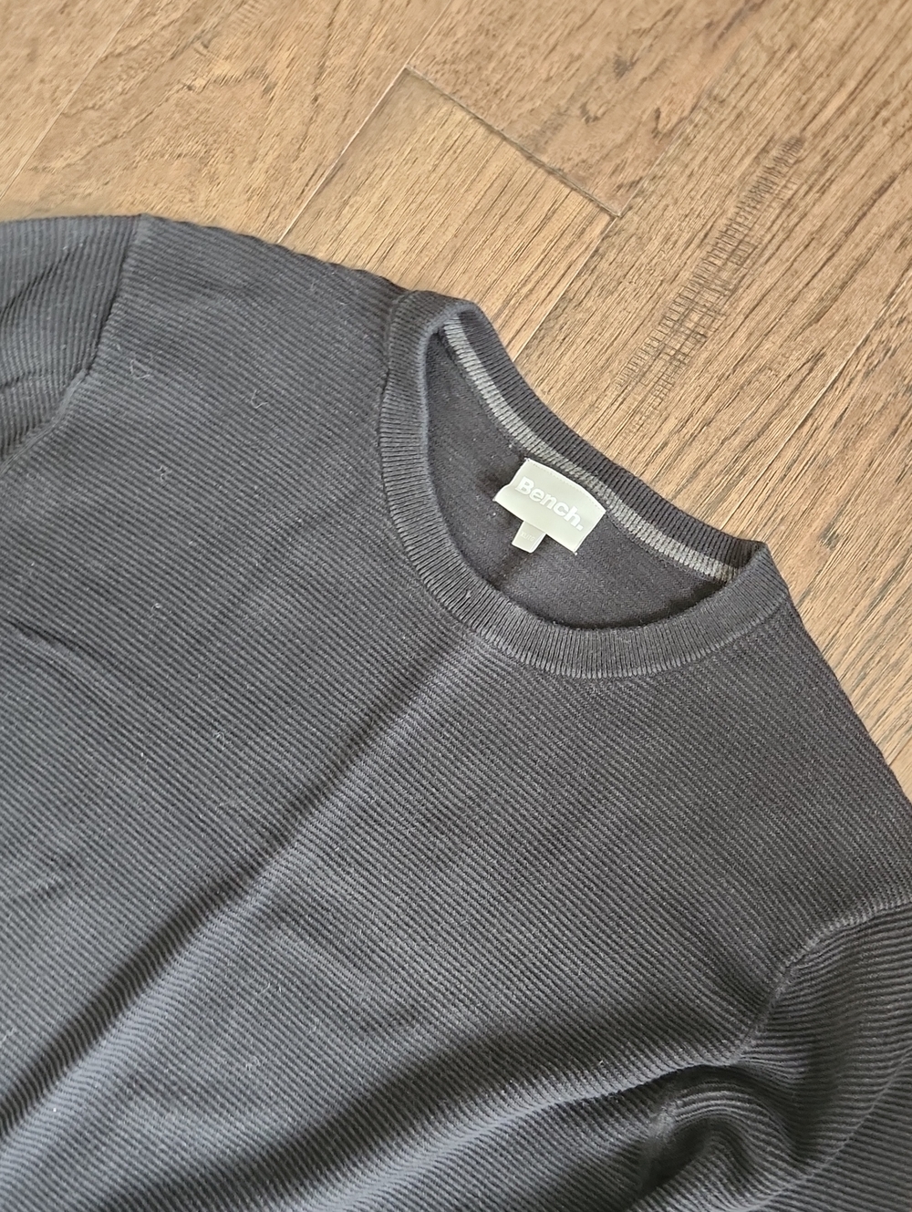 Bench Men's Dark Gray Ribbed Crewneck Sweater